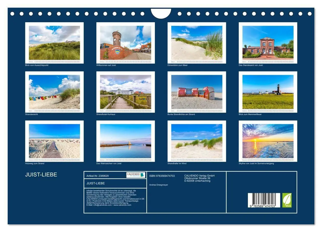 Bild: 9783569474703 | JUIST-LIEBE (Wandkalender 2027 DIN A4 quer), CALVENDO Monatskalender