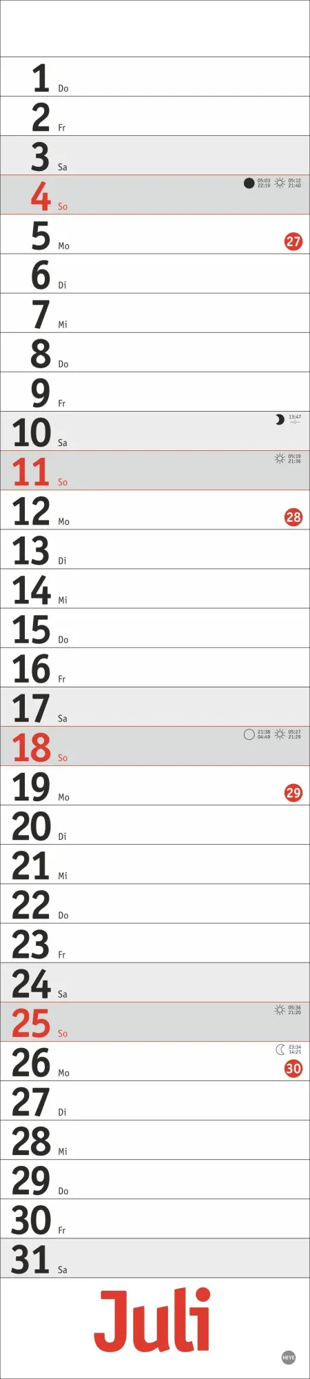 Bild: 9783756414703 | Langplaner, rot 2027 | Heye | Kalender | Bürokalender Heye | 13 S.