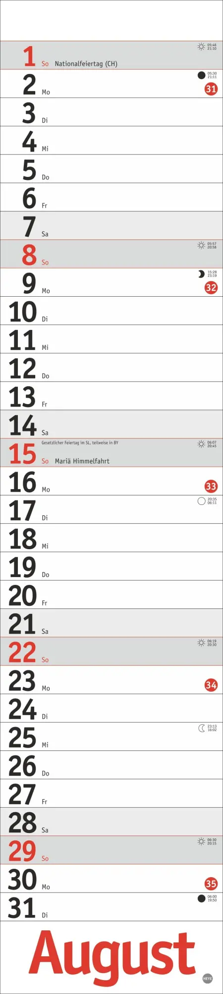 Bild: 9783756414703 | Langplaner, rot 2027 | Heye | Kalender | Bürokalender Heye | 13 S.