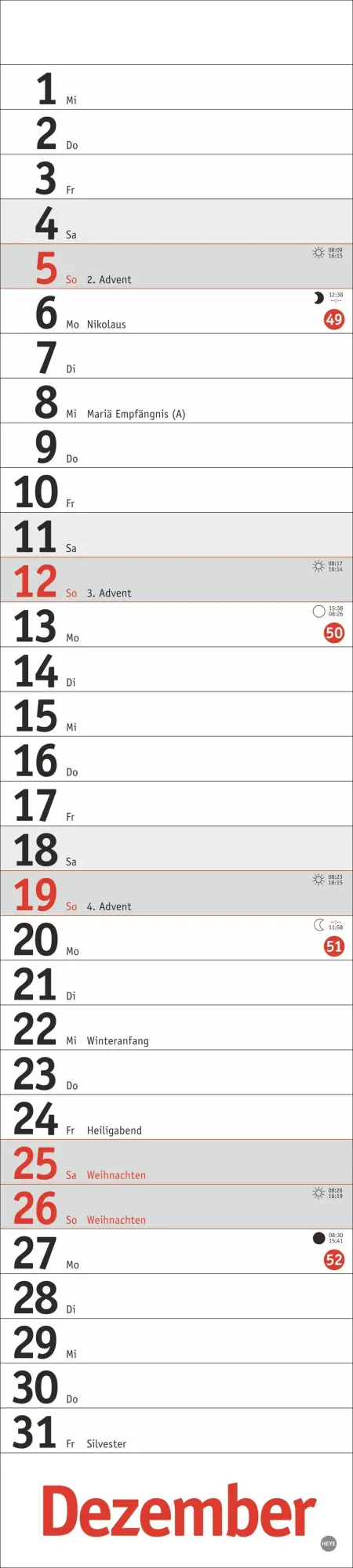Bild: 9783756414703 | Langplaner, rot 2027 | Heye | Kalender | Bürokalender Heye | 13 S.