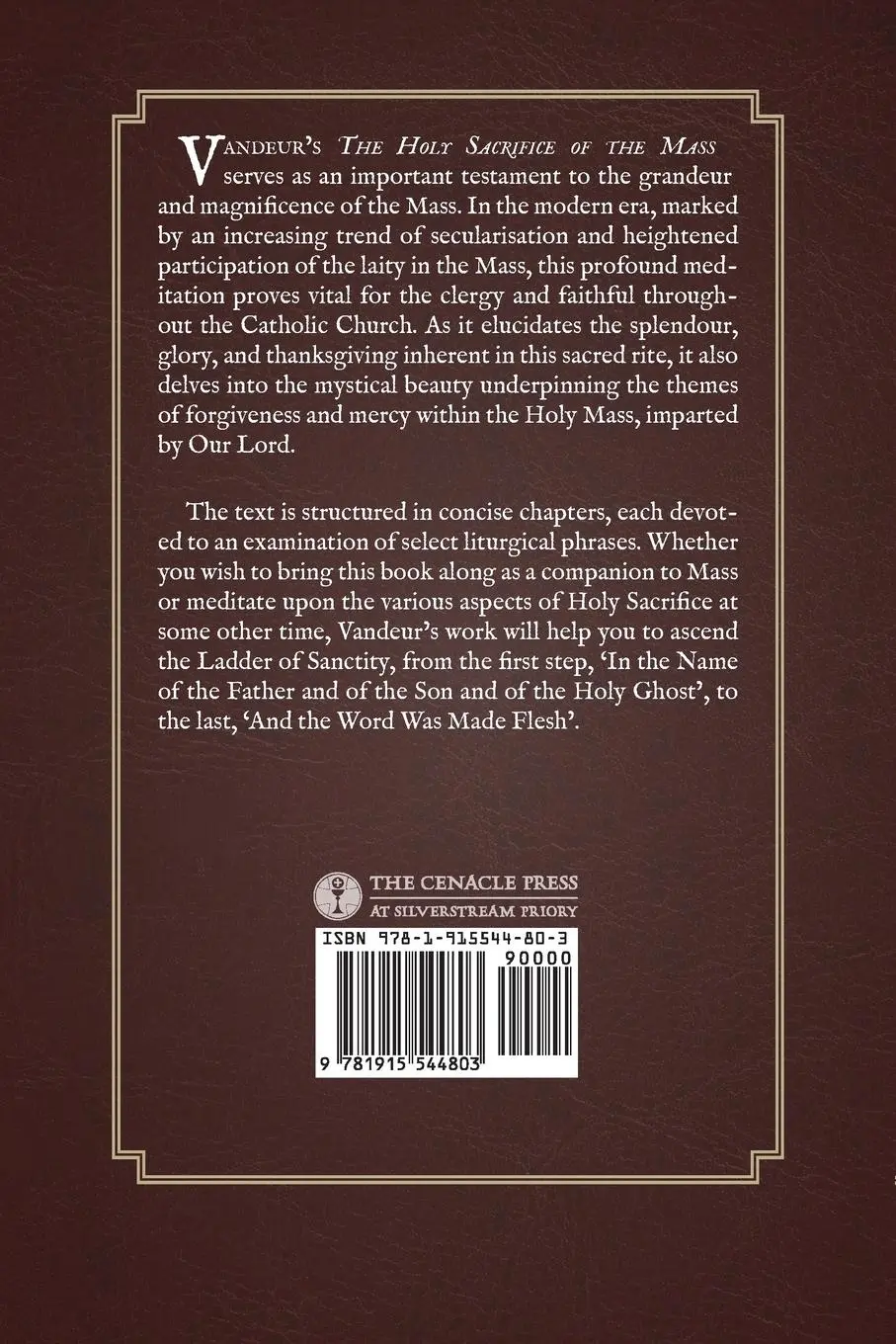 Rückseite: 9781915544803 | The Holy Sacrifice of the Mass | Ladder of Sanctity | Vandeur | Buch