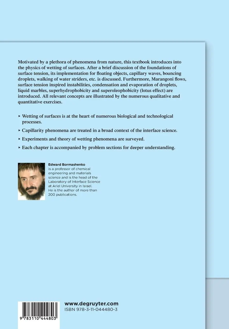 Rückseite: 9783110444803 | Physics of Wetting | Phenomena and Applications of Fluids on Surfaces