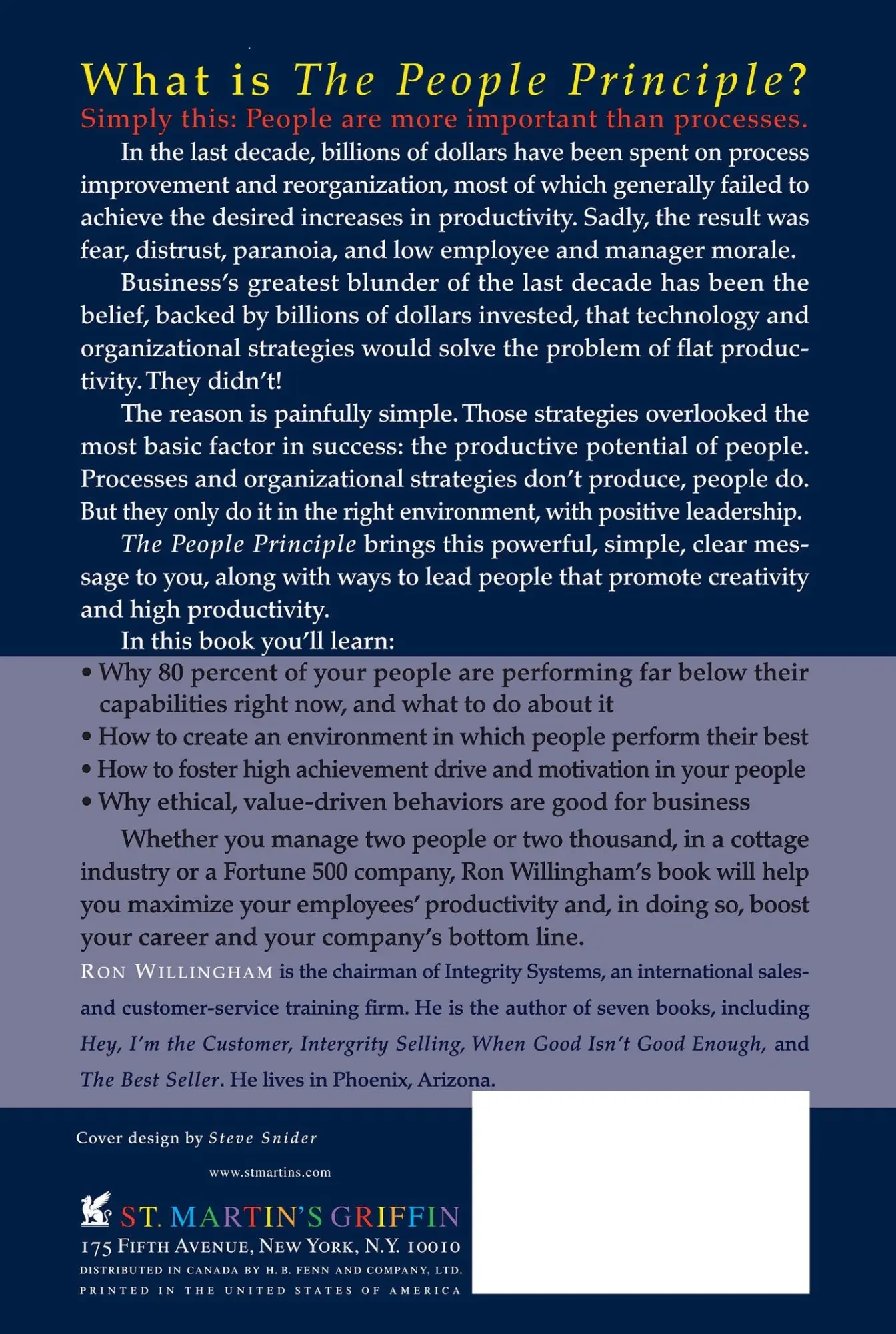 Rückseite: 9780312244903 | People Principle | A Revolutionary Redefinition of Leadership | Buch