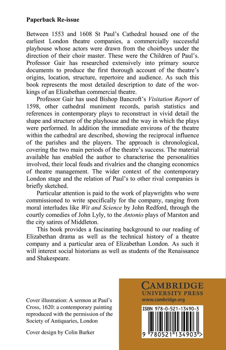 Rückseite: 9780521134903 | The Children of Paul's | The Story of a Theatre Company, 1553 1608