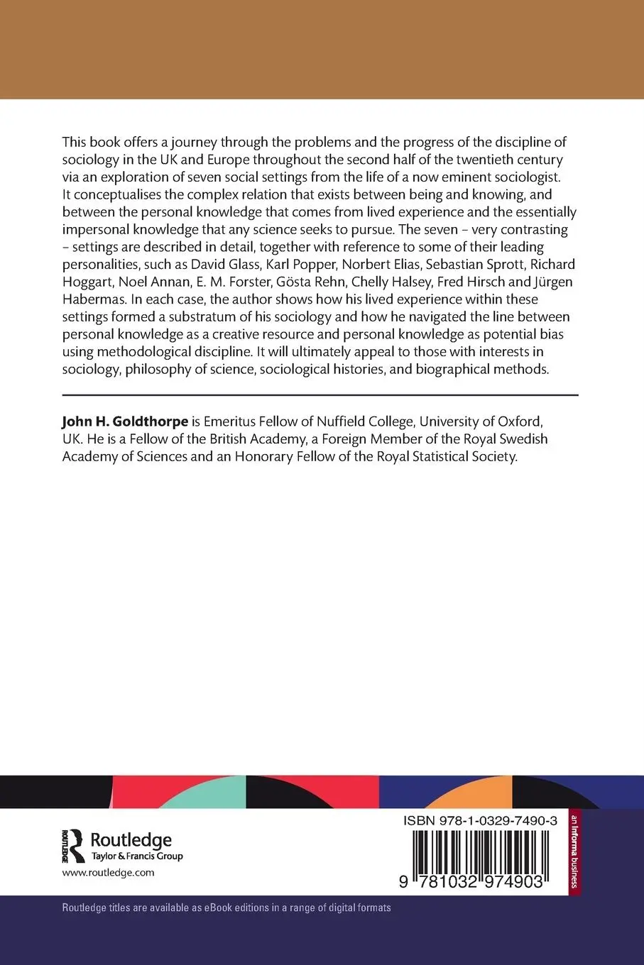 Rückseite: 9781032974903 | The Making of a Sociologist | Between Being and Knowing | Goldthorpe