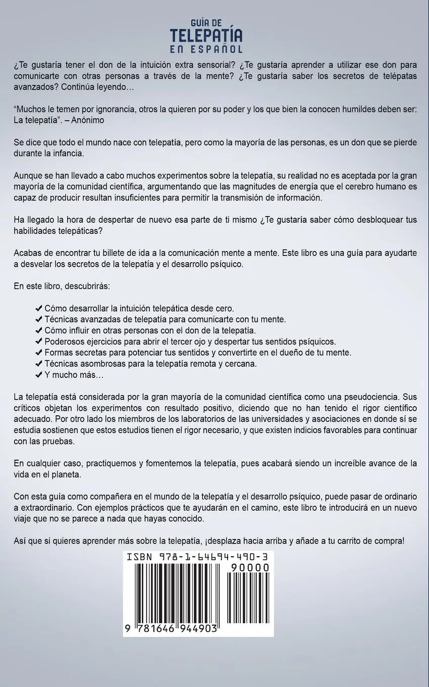 Rückseite: 9781646944903 | Guía de Telepatía en Español | Felix White | Taschenbuch | Spanisch