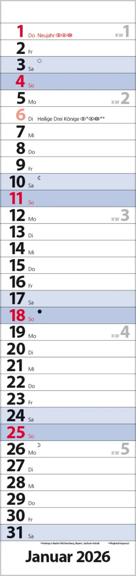 Bild: 9783731884903 | Streifenplaner Compact Blau 2026 | Verlag Korsch | Kalender | 13 S.
