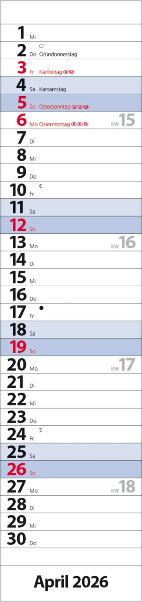 Bild: 9783731884903 | Streifenplaner Compact Blau 2026 | Verlag Korsch | Kalender | 13 S.