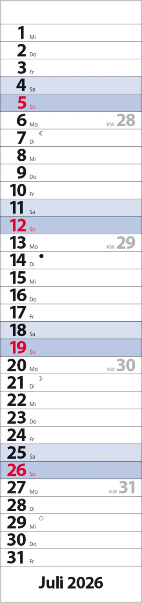 Bild: 9783731884903 | Streifenplaner Compact Blau 2026 | Verlag Korsch | Kalender | 13 S.