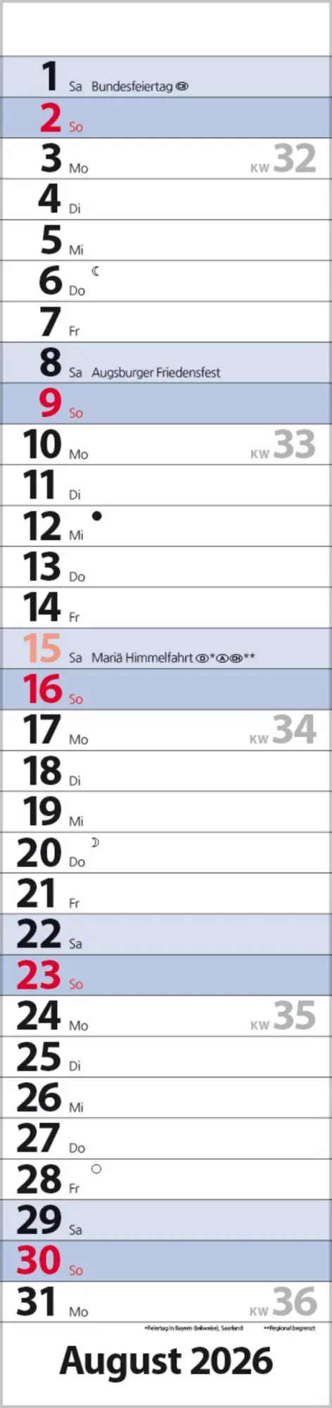 Bild: 9783731884903 | Streifenplaner Compact Blau 2026 | Verlag Korsch | Kalender | 13 S.
