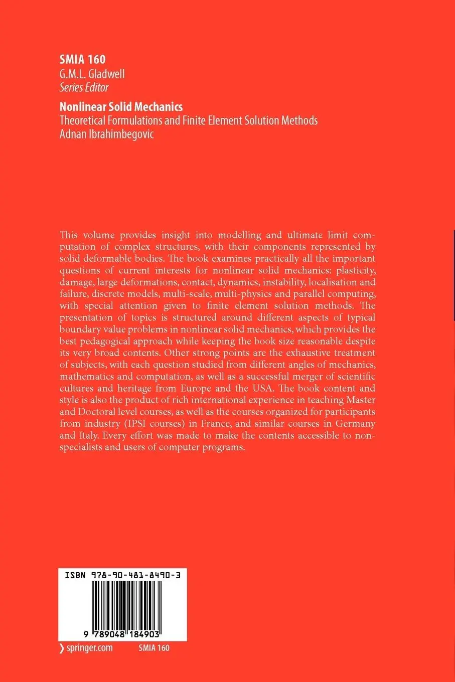Rückseite: 9789048184903 | Nonlinear Solid Mechanics | Adnan Ibrahimbegovic | Taschenbuch | xx