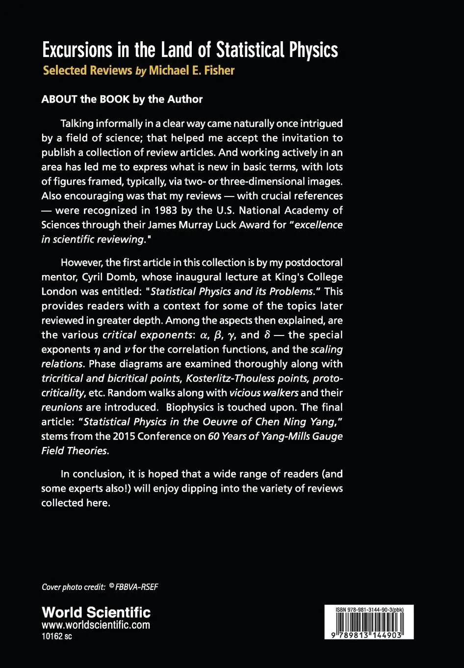 Rückseite: 9789813144903 | EXCURSIONS IN THE LAND OF STATISTICAL PHYSICS | Michael E Fisher