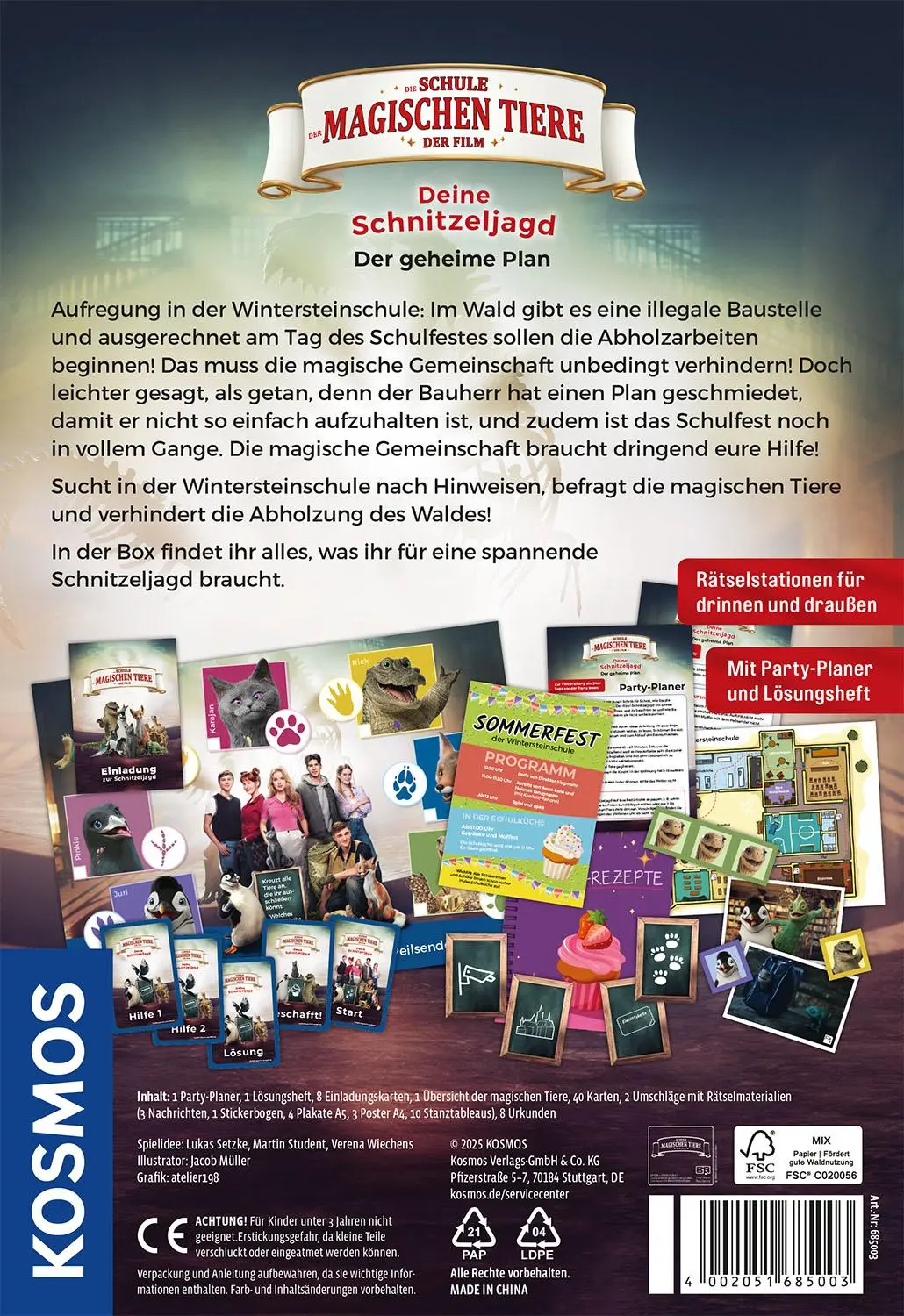 Rückseite: 4002051685003 | Die Schule der magischen Tiere - Der Film: Deine Schnitzeljagd | Spiel
