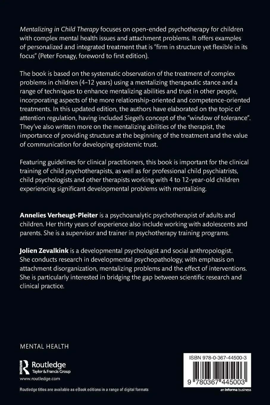 Rückseite: 9780367445003 | Mentalizing in Child Therapy | Guidelines for Clinical Practitioners