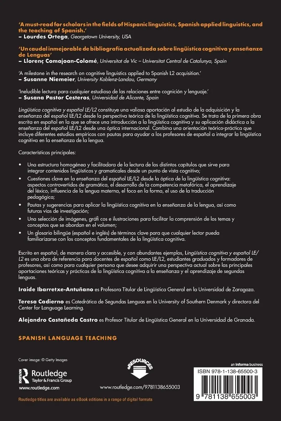 Rückseite: 9781138655003 | Lingüística cognitiva y español LE/L2 | Ibarretxe-Antuñano (u. a.)