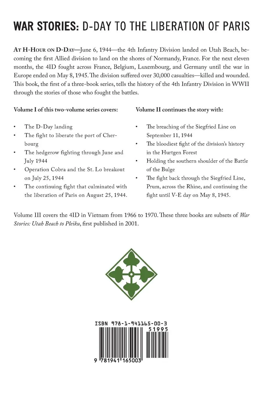 Rückseite: 9781941165003 | War Stories Volume I | D-Day to the Liberation of Paris | Babcock
