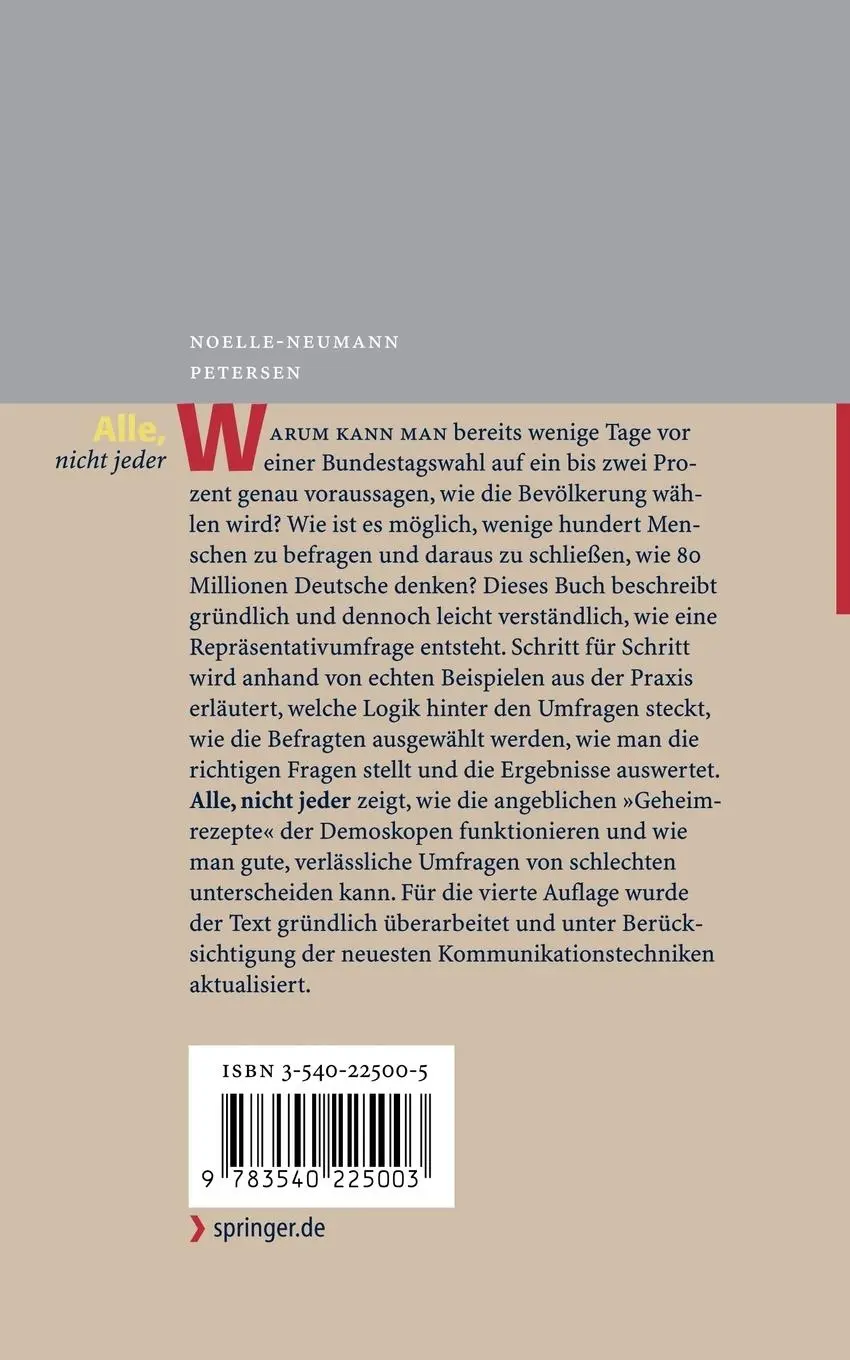 Rückseite: 9783540225003 | Alle, nicht jeder | Einführung in die Methoden der Demoskopie | Buch