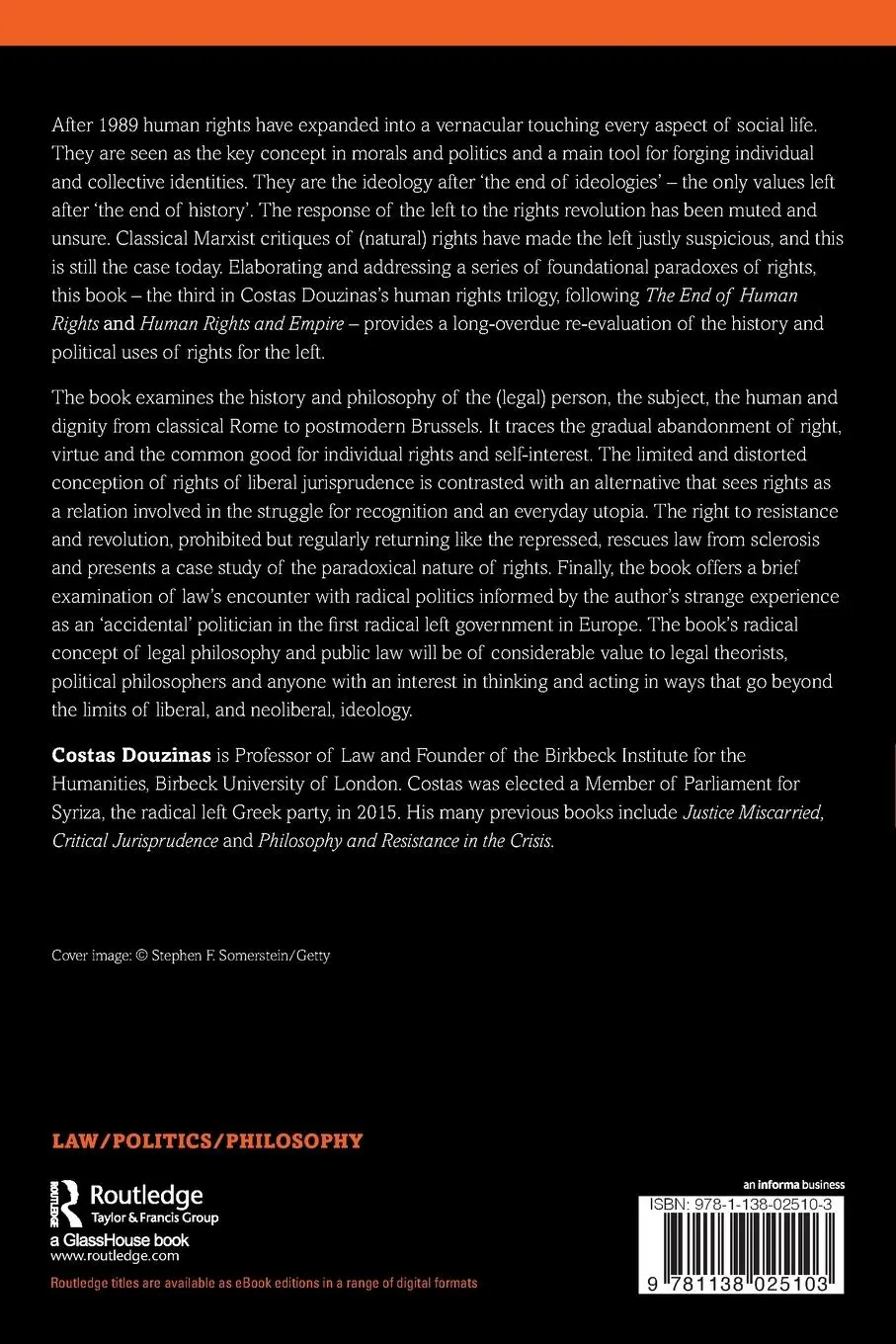 Rückseite: 9781138025103 | The Radical Philosophy of Rights | Costas Douzinas | Taschenbuch