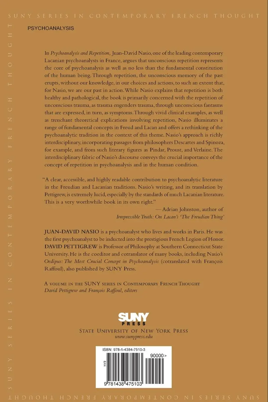 Rückseite: 9781438475103 | Psychoanalysis and Repetition | Juan-David Nasio | Taschenbuch | 2020