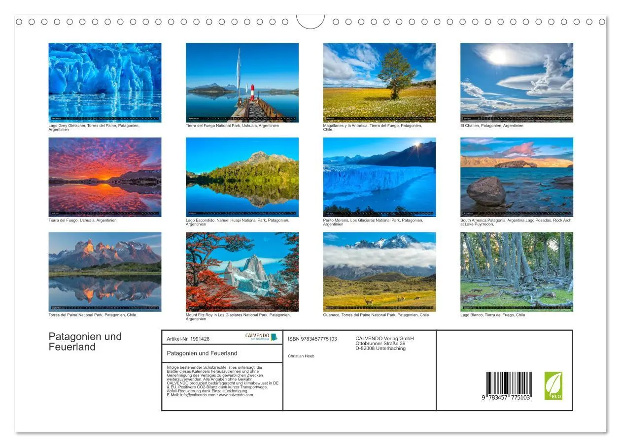 Bild: 9783457775103 | Patagonien und Feuerland (Wandkalender 2026 DIN A3 quer), CALVENDO...