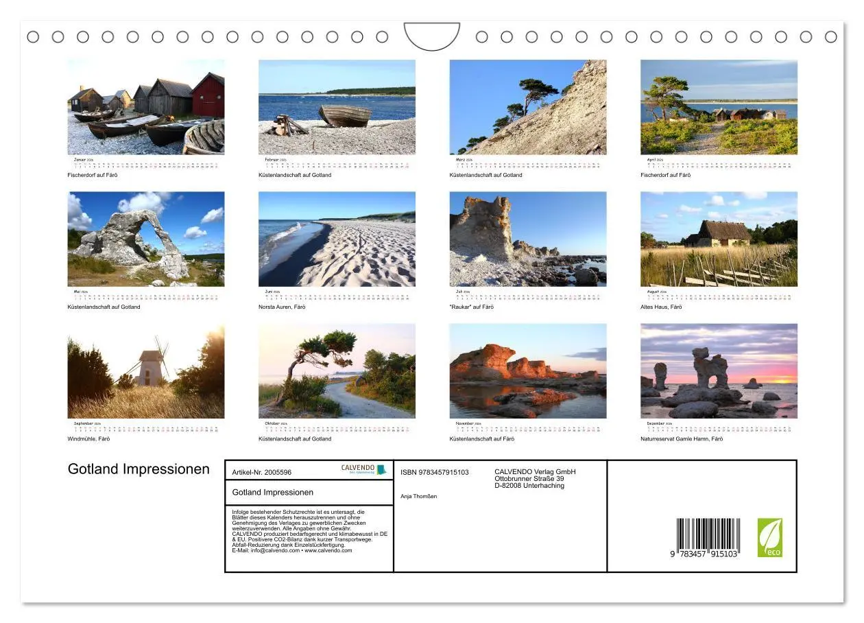 Bild: 9783457915103 | Gotland Impressionen (Wandkalender 2026 DIN A4 quer), CALVENDO...