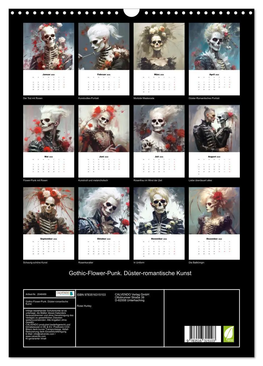 Bild: 9783516315103 | Gothic-Flower-Punk. Düster-romantische Kunst (Wandkalender 2026 DIN...