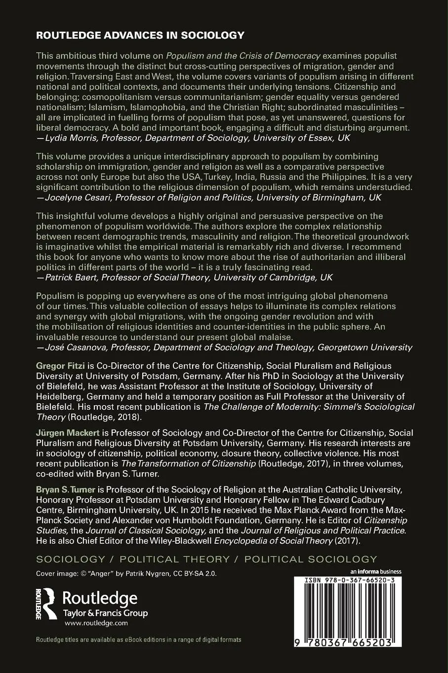 Rückseite: 9780367665203 | Populism and the Crisis of Democracy | Gregor Fitzi (u. a.) | Buch