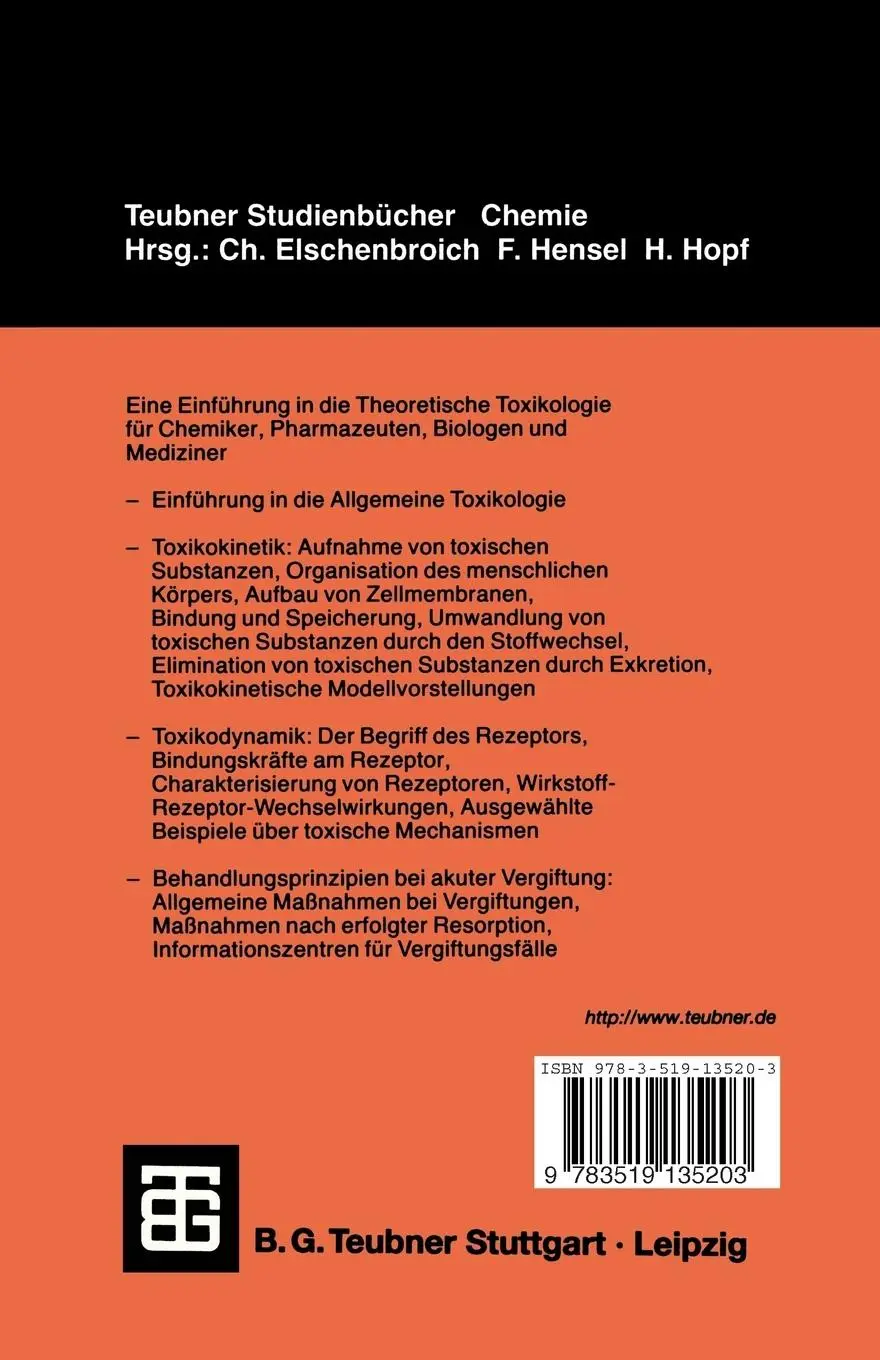 Rückseite: 9783519135203 | Allgemeine Toxikologie für Chemiker | Günter Fred Fuhrmann | Buch