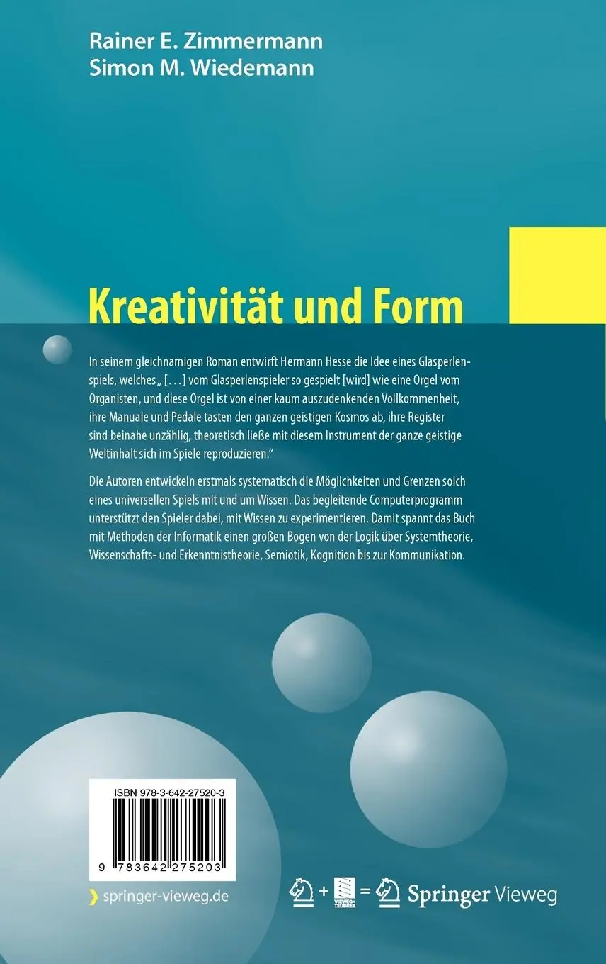 Rückseite: 9783642275203 | Kreativität und Form | Simon M. Wiedemann (u. a.) | Buch | vi | 2012