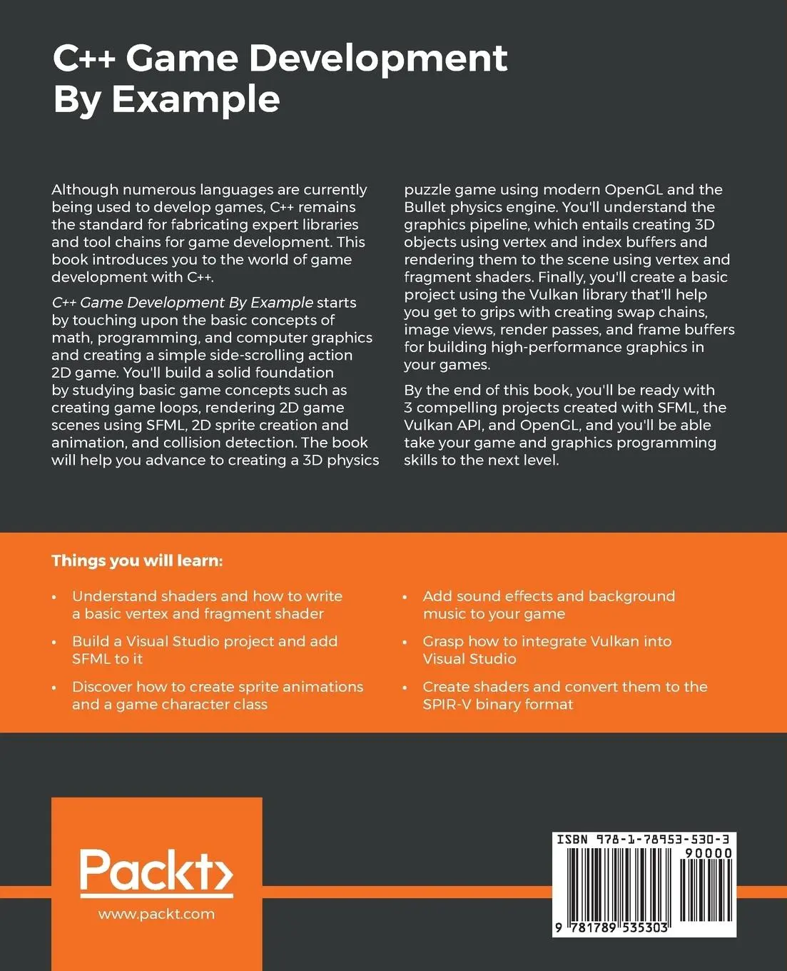 Rückseite: 9781789535303 | C++ Game Development By Example | Siddharth Shekar | Taschenbuch
