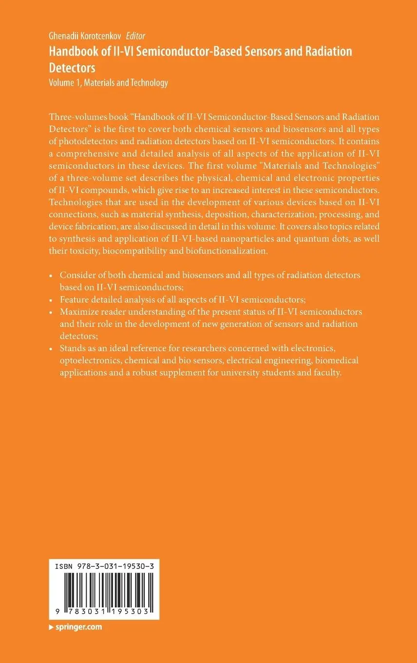 Rückseite: 9783031195303 | Handbook of II-VI Semiconductor-Based Sensors and Radiation Detectors