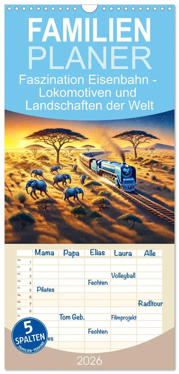 Cover: 9783516605303 | Familienplaner 2026 - Faszination Eisenbahn - Lokomotiven und...