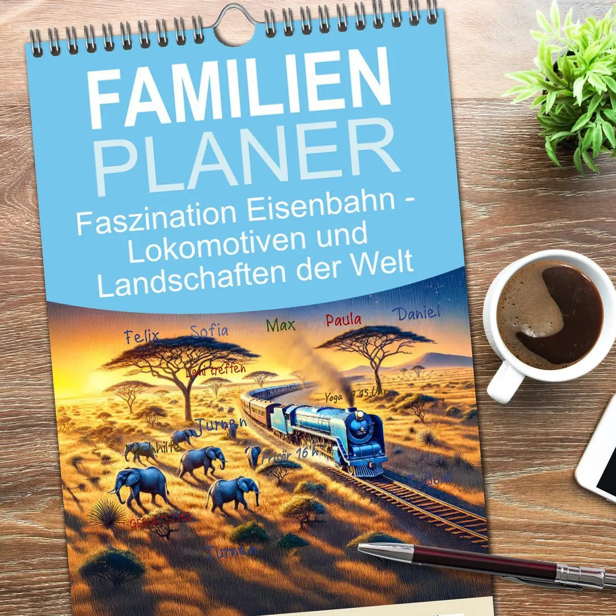 Bild: 9783516605303 | Familienplaner 2026 - Faszination Eisenbahn - Lokomotiven und...