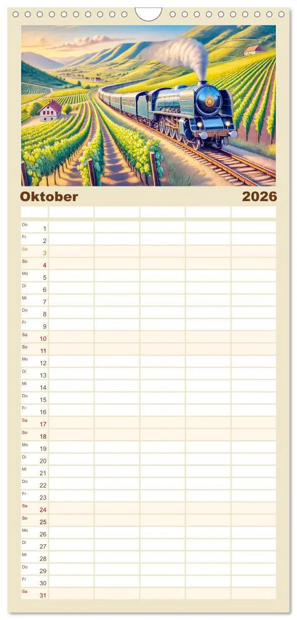 Bild: 9783516605303 | Familienplaner 2026 - Faszination Eisenbahn - Lokomotiven und...