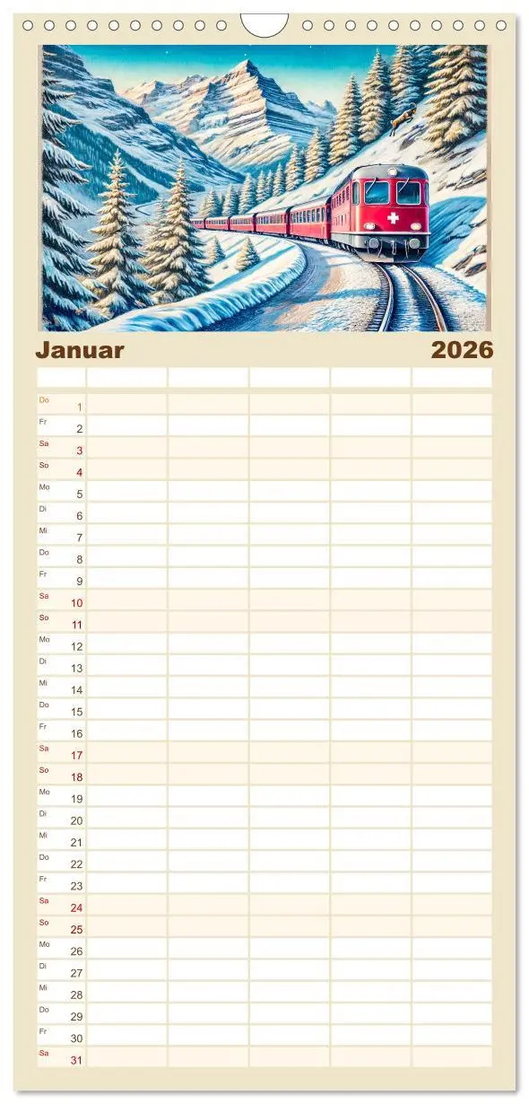 Bild: 9783516605303 | Familienplaner 2026 - Faszination Eisenbahn - Lokomotiven und...