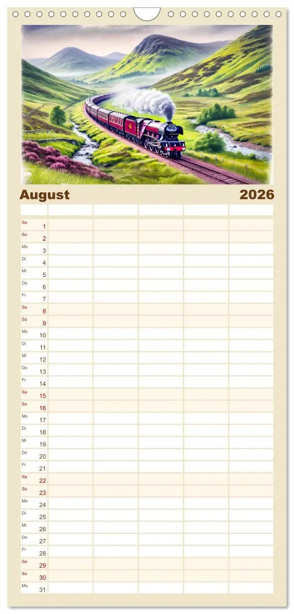 Bild: 9783516605303 | Familienplaner 2026 - Faszination Eisenbahn - Lokomotiven und...