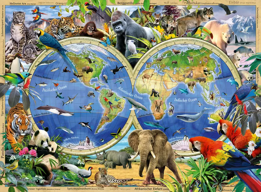 Bild: 4005556105403 | Ravensburger Kinderpuzzle - 10540 Tierisch um die Welt -...