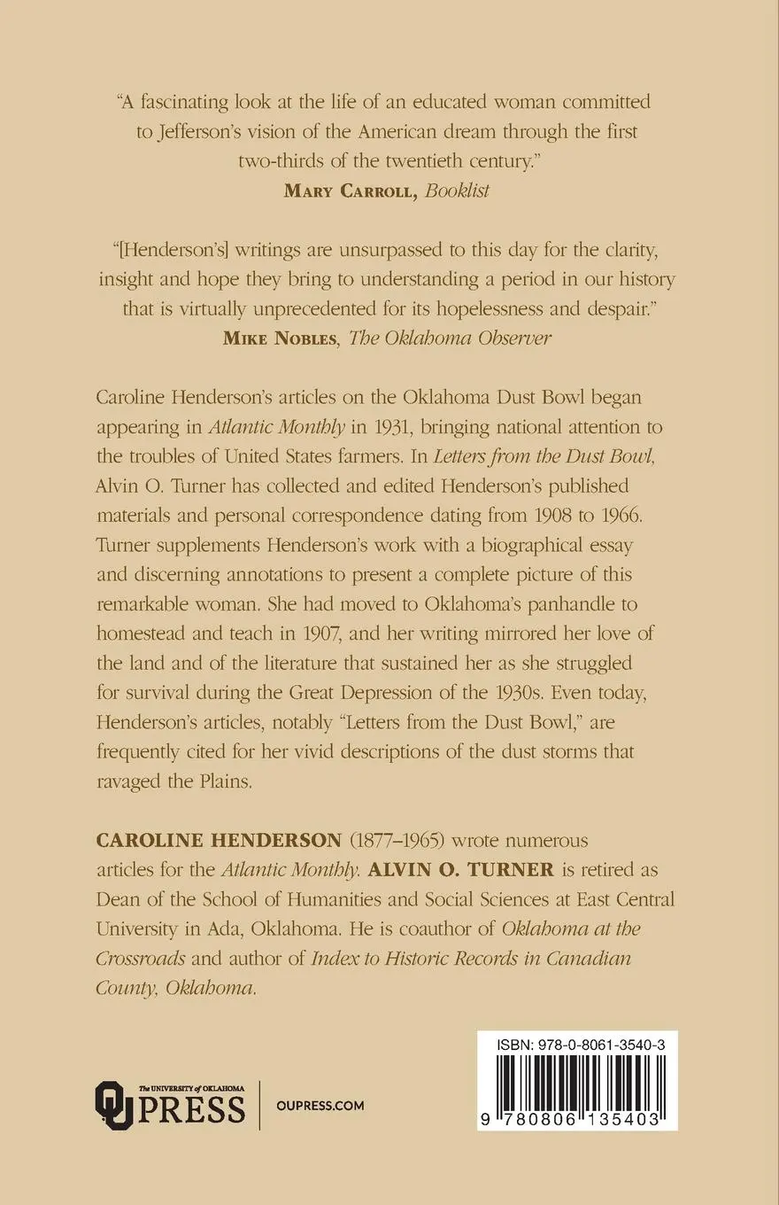 Rückseite: 9780806135403 | Letters from the Dust Bowl | Caroline Henderson | Taschenbuch | 2017