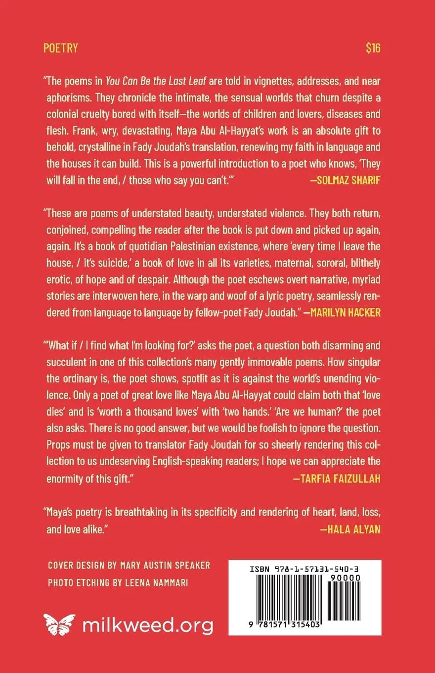 Rückseite: 9781571315403 | You Can Be the Last Leaf | Selected Poems | Maya Abu Al-Hayyat | Buch