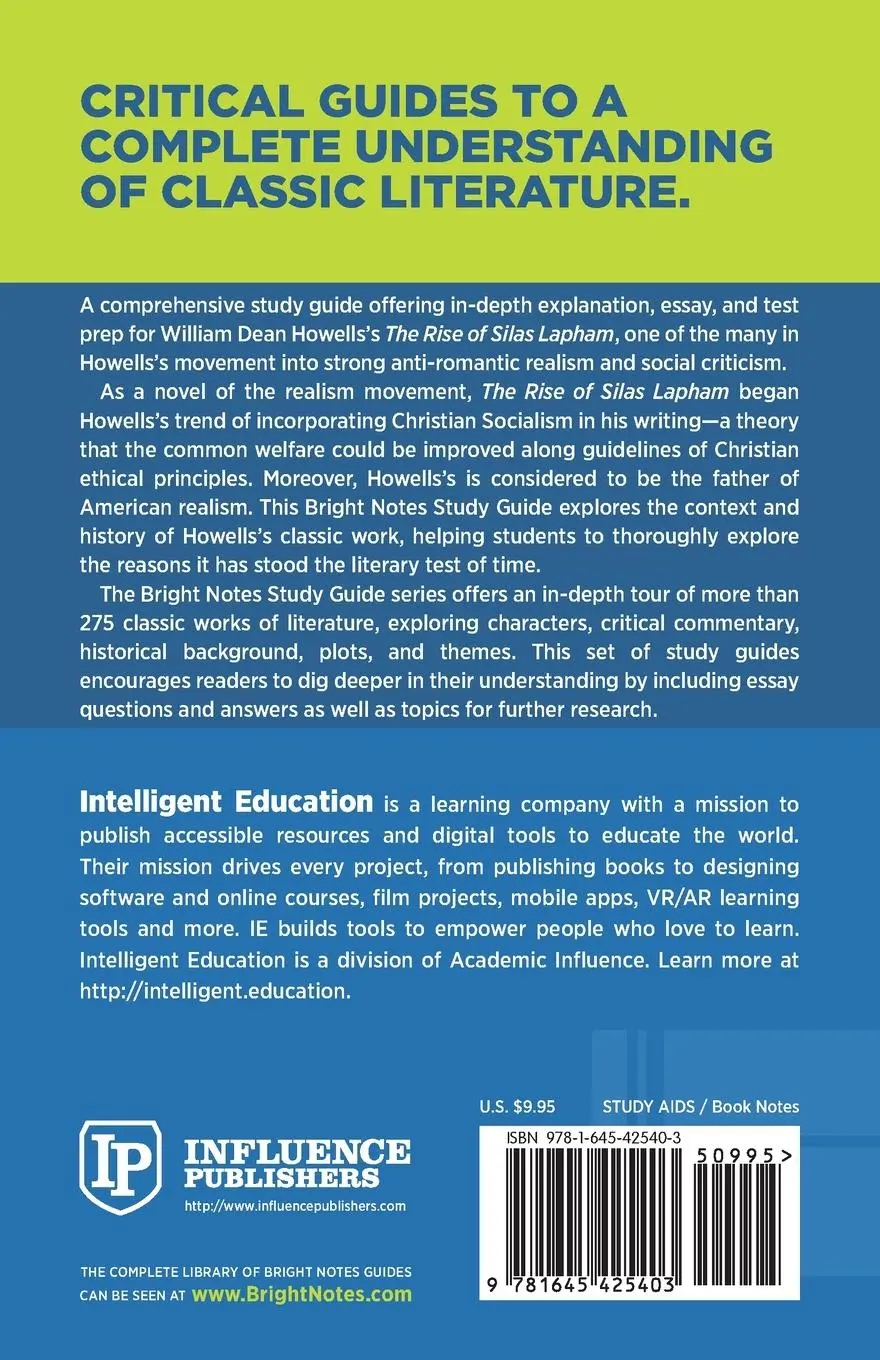 Rückseite: 9781645425403 | Study Guide to The Rise of Silas Lapham by William Dean Howells | Buch