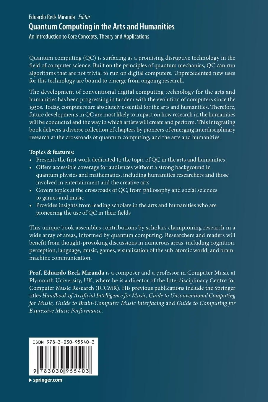 Rückseite: 9783030955403 | Quantum Computing in the Arts and Humanities | Eduardo Reck Miranda