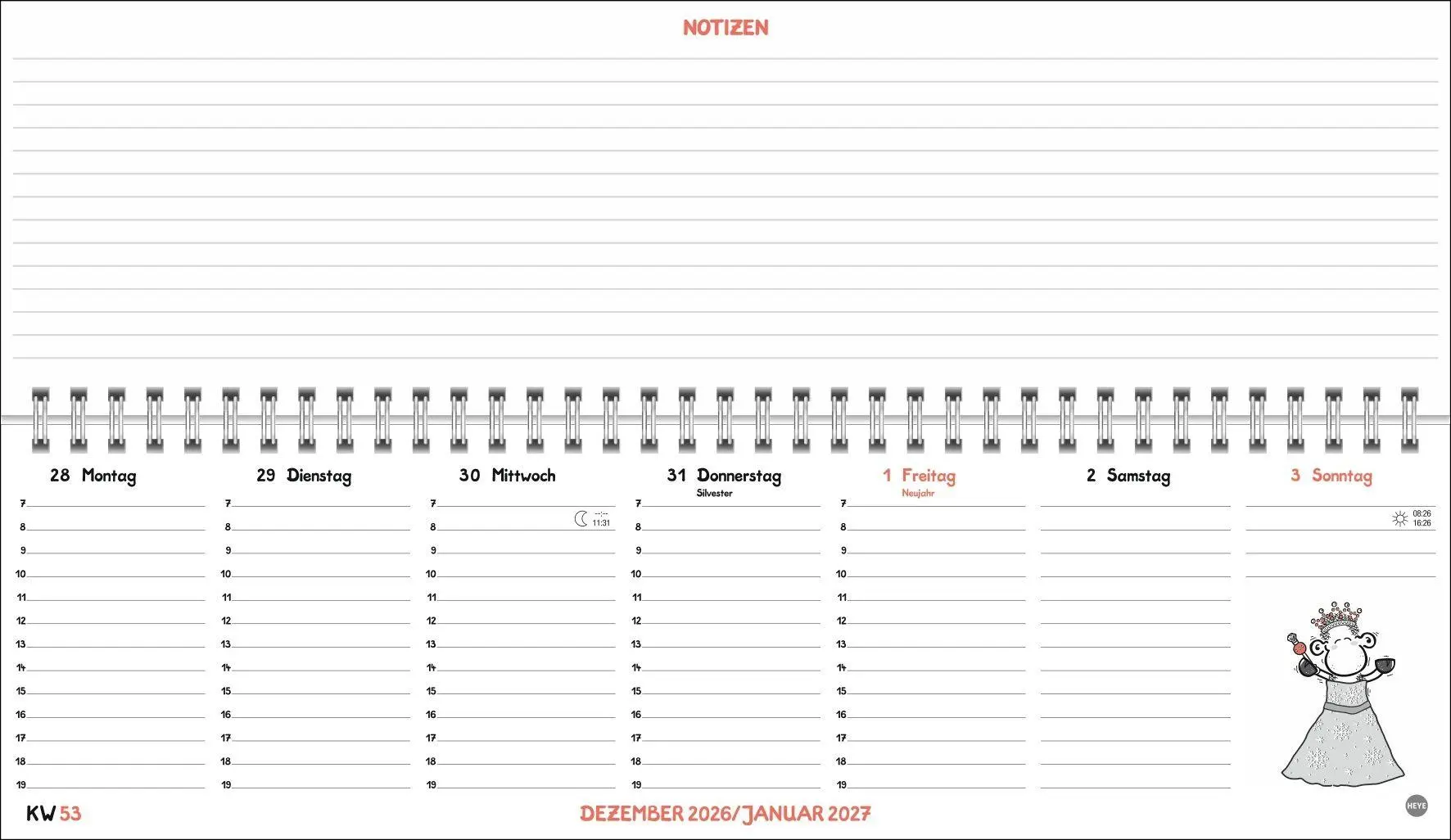 Bild: 9783756415403 | sheepworld Wochenquerplaner 2027 | Heye | Kalender | Spiralbindung