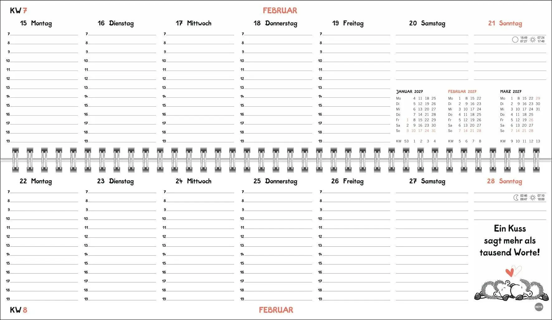 Bild: 9783756415403 | sheepworld Wochenquerplaner 2027 | Heye | Kalender | Spiralbindung