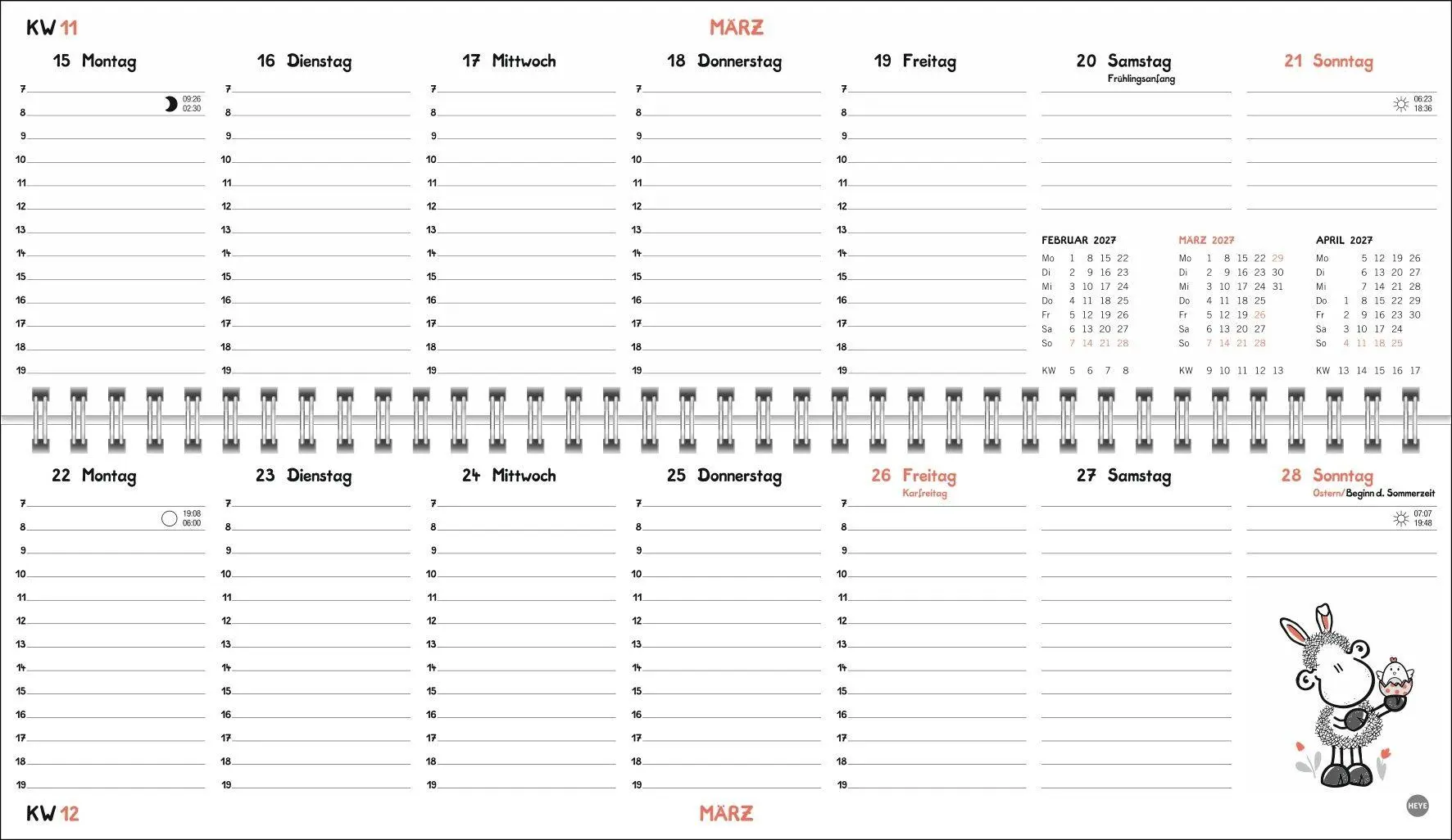 Bild: 9783756415403 | sheepworld Wochenquerplaner 2027 | Heye | Kalender | Spiralbindung