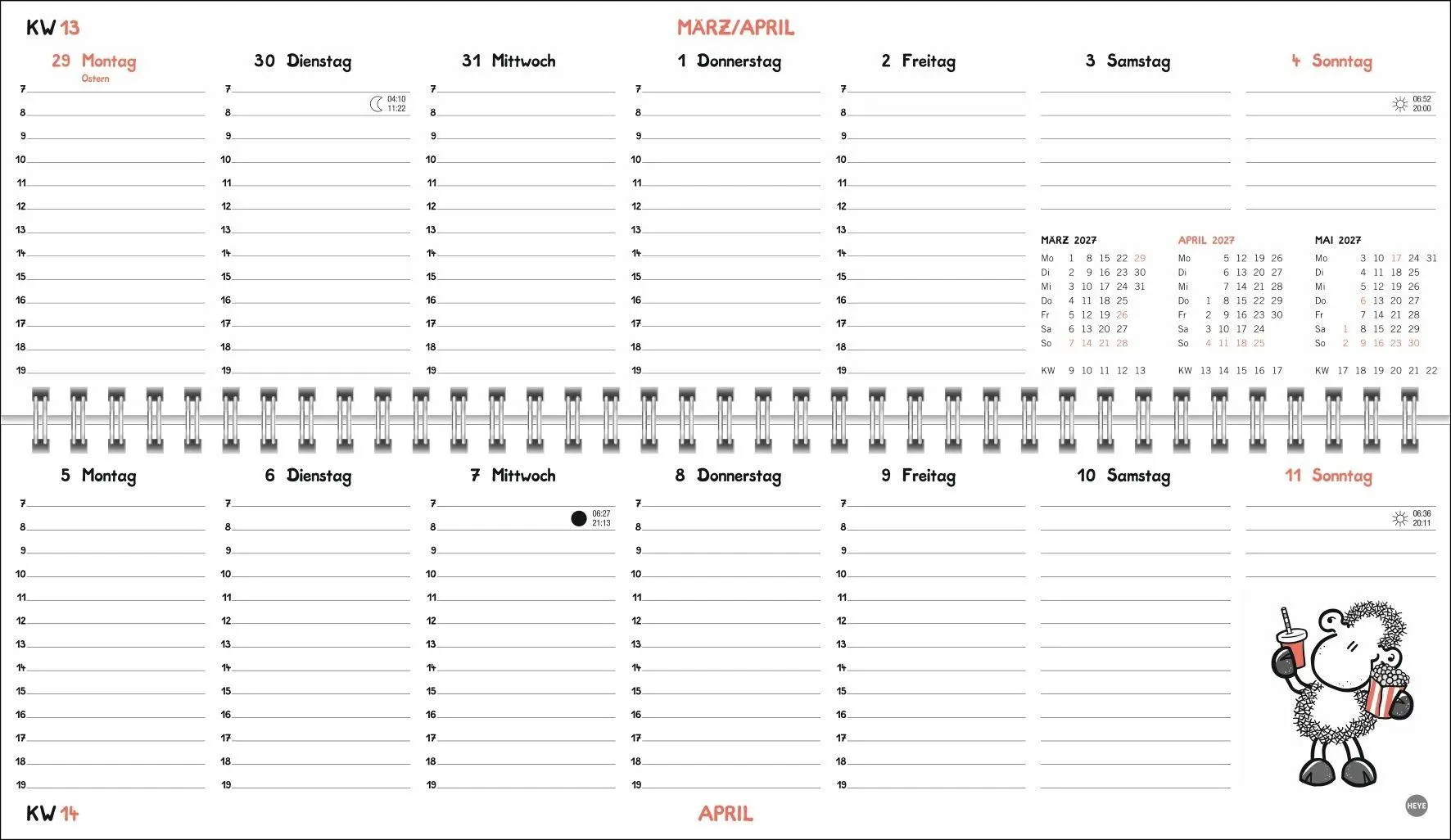 Bild: 9783756415403 | sheepworld Wochenquerplaner 2027 | Heye | Kalender | Spiralbindung