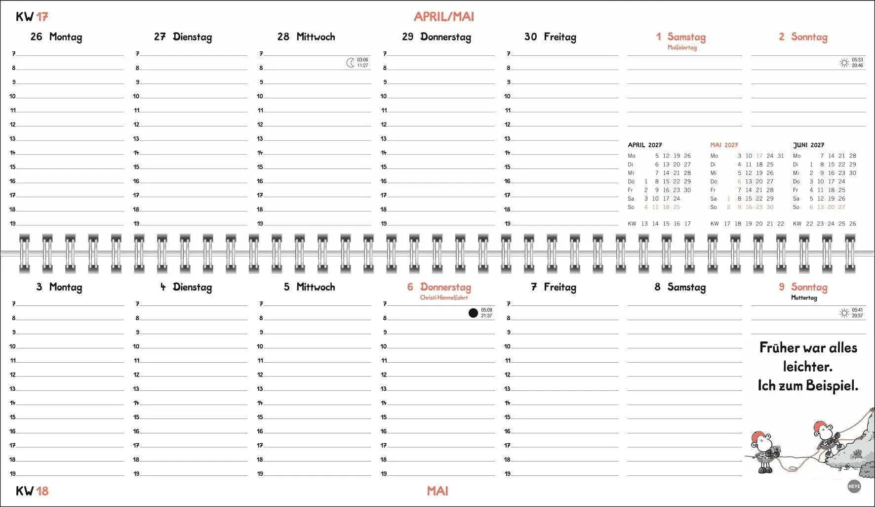 Bild: 9783756415403 | sheepworld Wochenquerplaner 2027 | Heye | Kalender | Spiralbindung
