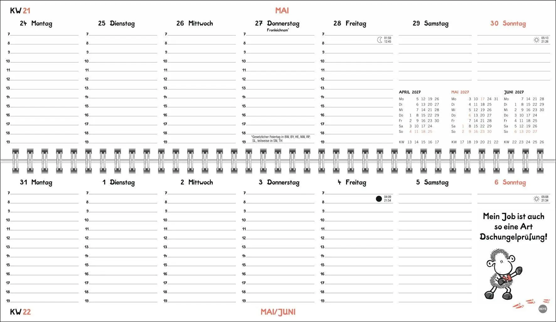Bild: 9783756415403 | sheepworld Wochenquerplaner 2027 | Heye | Kalender | Spiralbindung