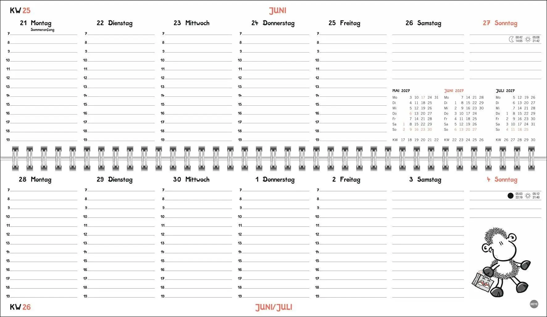 Bild: 9783756415403 | sheepworld Wochenquerplaner 2027 | Heye | Kalender | Spiralbindung