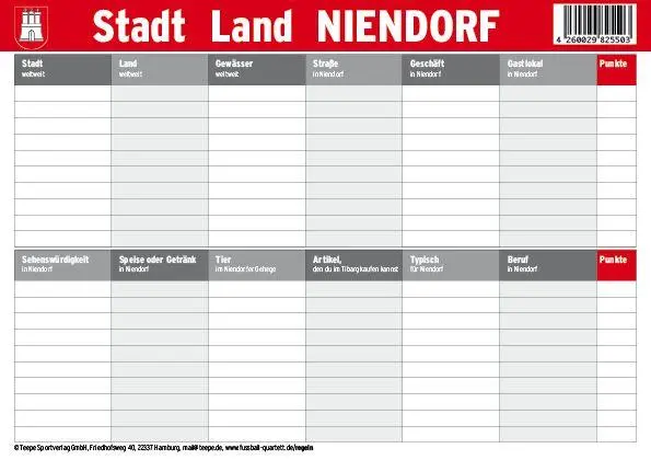 Cover: 4260029825503 | Hamburg: Stadt Land Niendorf | 30 Minuten, 2-6 Spieler | Spiel | SLNIE