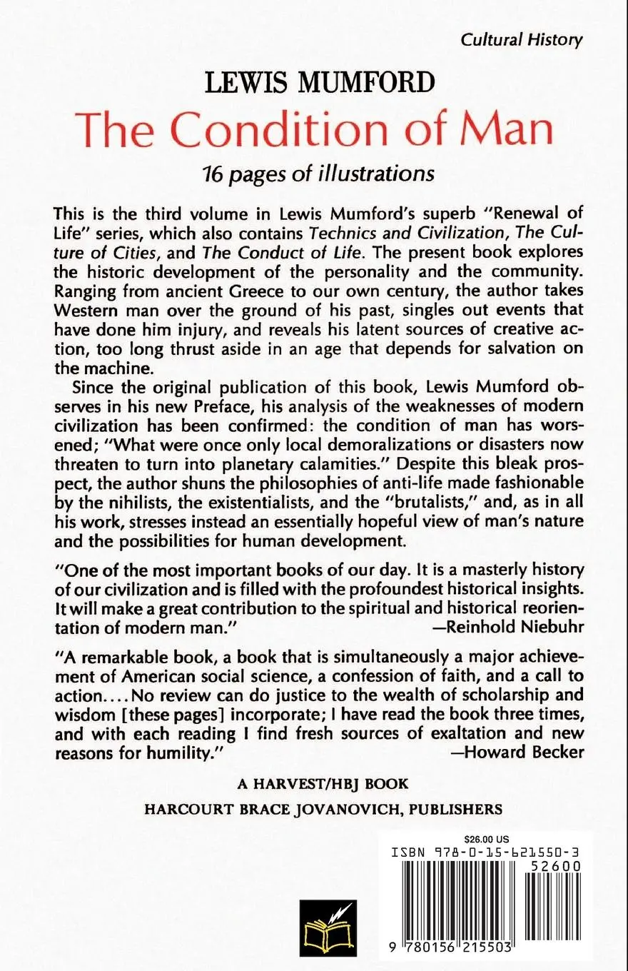 Rückseite: 9780156215503 | The Condition of Man | Lewis Mumford | Taschenbuch | Englisch